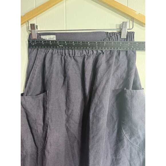 Ivey Abitz Women’s S/M Skirt Dark Gray Linen Midi Length Circle Skirt Pockets - Picture 8 of 9